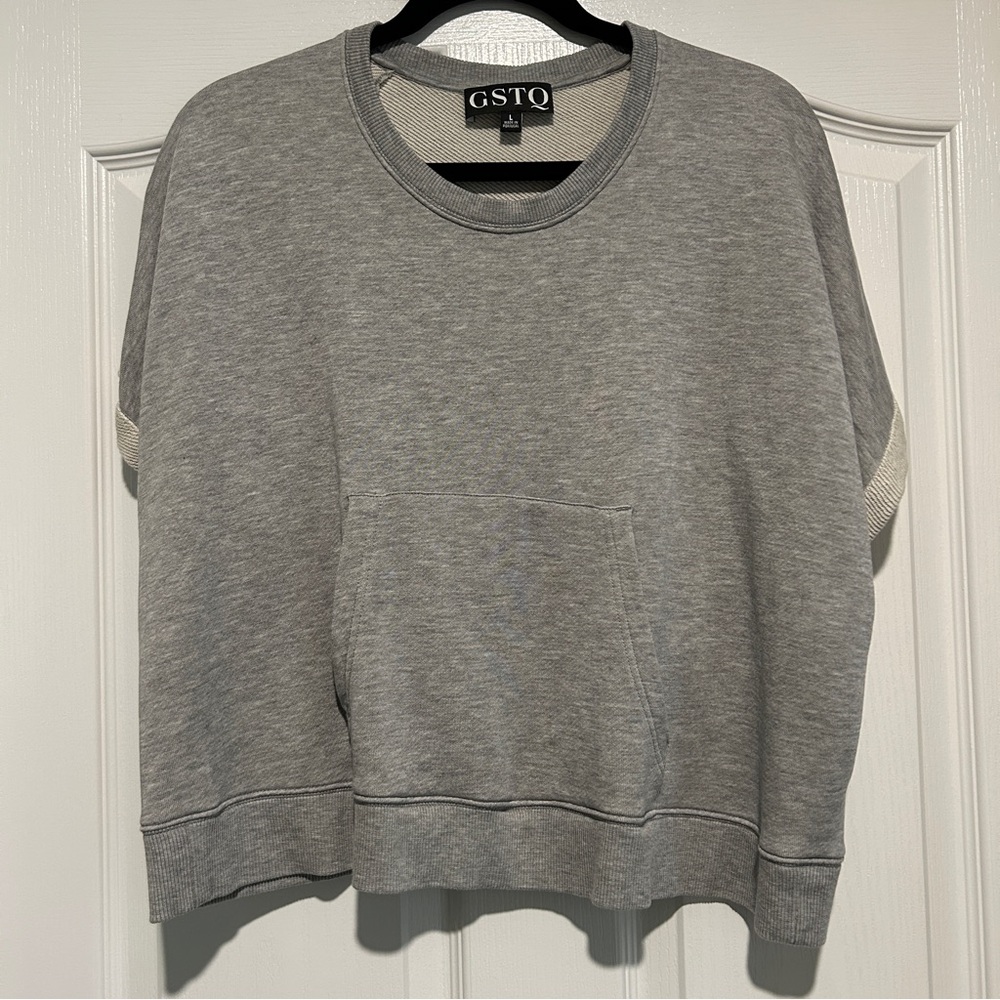 Grey Short-Sleeve Sweatshirt Top